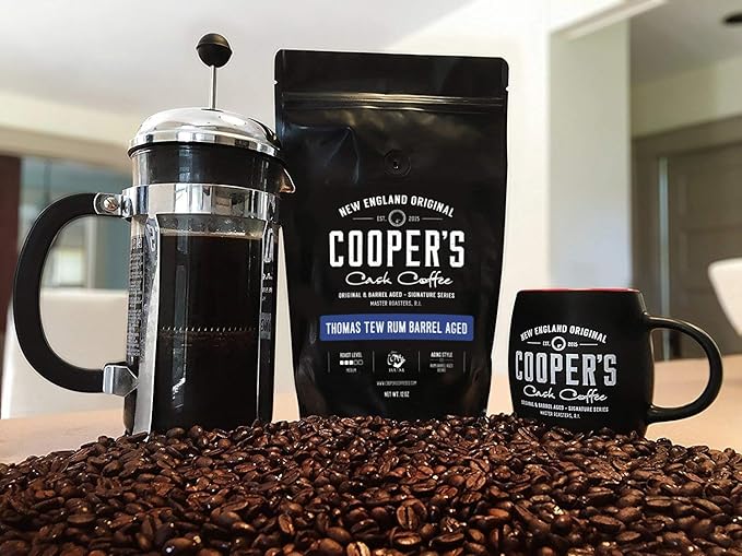 Rum Barrel Aged Coffee - Single Origin Rwanda Coffee Beans Aged in Thomas Tew RUM Barrels - 2lb Bags, Ground Coffee