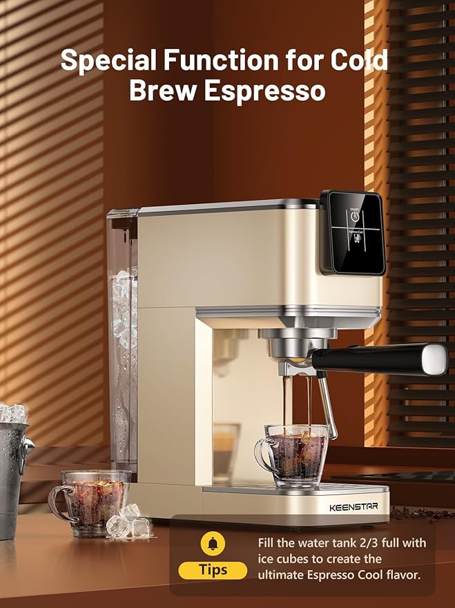 20Bar Espresso Machine with Rapid Cold Brew, Hot & Iced Coffee Machine, Espresso Maker with Milk Frother Steam Wand, Touch Screen with 40oz Water Tank for Latte, Cappuccino, Gift