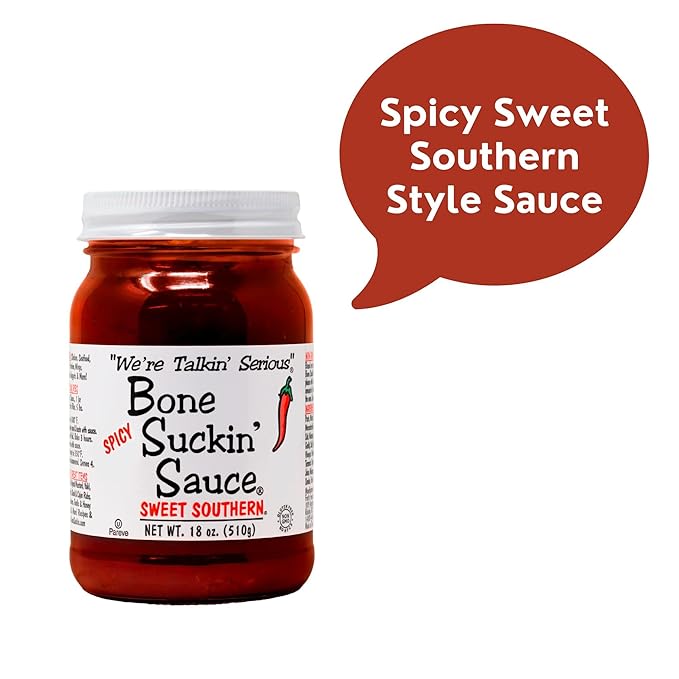 Bone Suckin' Sauce Sweet Southern BBQ Sauce, Gluten-Free, Non-GMO, Kosher, Sweetened with Cane Sugar & Molasses, All-Purpose Barbecue Sauce, For Ribs, Chicken, Pork, Beef (1 Count, Spicy Sweet Southern)