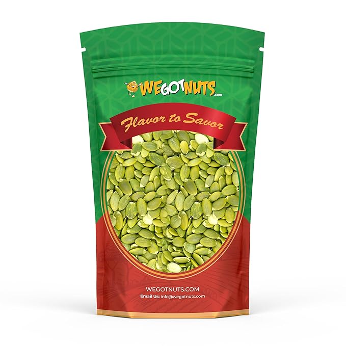 We Got Nuts Pumpkin Seeds Healthy Snacks 4 Lbs (64oz) Bag | Raw Pepitas No Preservatives Added, Non-GMO, 100% Natural With No Shell | For Baking, Salad Toppings, Cereal, Roasting | Low Calorie Nuts,