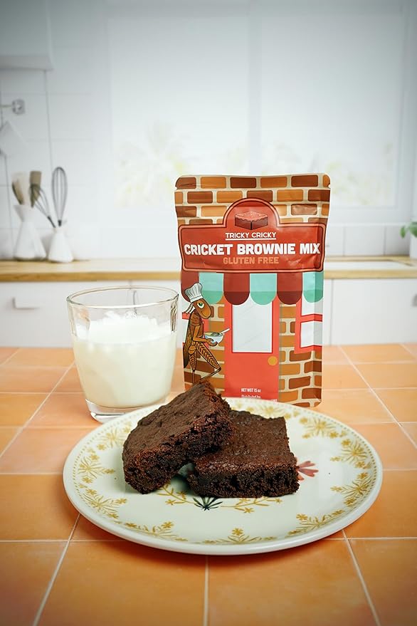 Tricky Cricky Cricket Protein Brownie Mix ??USA Handmade Gluten-Free Chocolate Brownie Mix ??Real USA Farmed Dried Crickets ??High-Protein, Nut-Free & Soy-Free Sustainable Baking Mix ??15 Ounce Bag