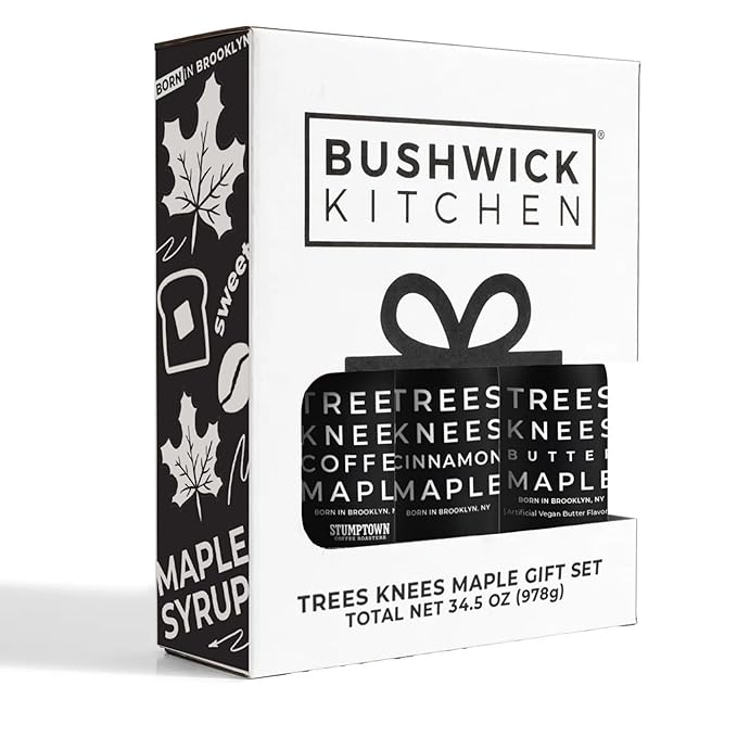 Trees Knees Maple Syrup Gift Set, Maple, Butter, Cinnamon, and Coffee Flavored Syrup, Gluten Free, Great Food Gifts or Food Gift Basket