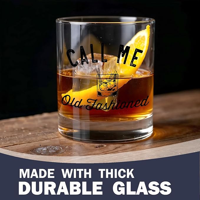 Call Me Old Fashioned Whiskey Glasses 10 oz, Gifts for Cocktail Lovers, Funny Old Fashioned Rocks Glasses for Women Men Drinking Scotch Bourbon Cocktail Liquor Vodka