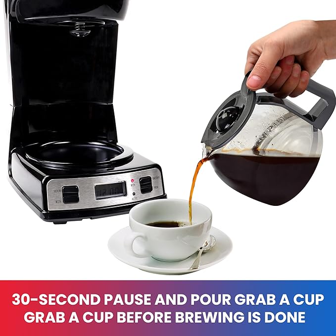 Total Chef Drip Coffee Maker ??12 Cup Programmable Cafe Machine With Glass Pot, Regular & Bold Brew, Autoshut Off Large Water Reservoir, Reusable Filter, Kitchen Appliances For Cafeteria Barista