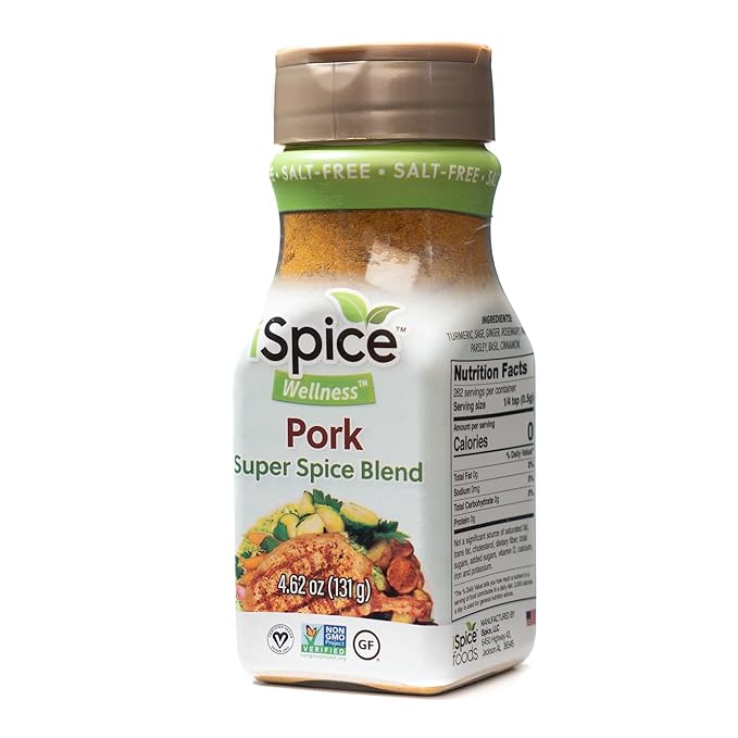 iSpice - Salt-Free | Sugar free | 100% Pure Wellness Pork Seasoning Fat Free Super Spice Blend | All Natural
