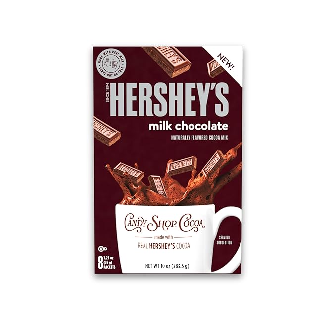 Candy Shop Cocoa Mix Variety Pack, Hot Chocolate, HERSHEY'S Milk Chocolate, REESE?™S Peanut Butter Cup, YORK Peppermint Pattie, Make Hot or Iced, Made With Real Milk, 8 Packets Each (Pack of 24)