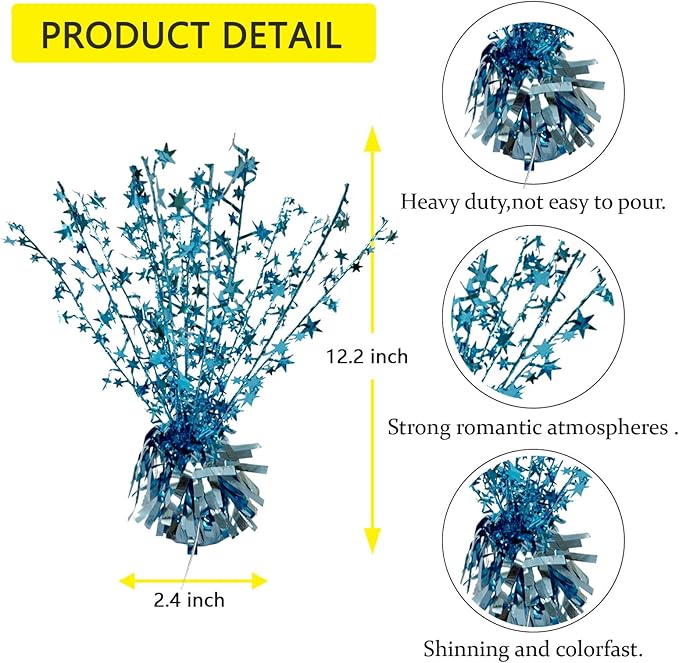 ALISSAR 4-Pack Glitter Light Blue Star Centerpieces-Table Decorations for Home Decor Birthday Wedding Anniversary Decor (Light Blue)