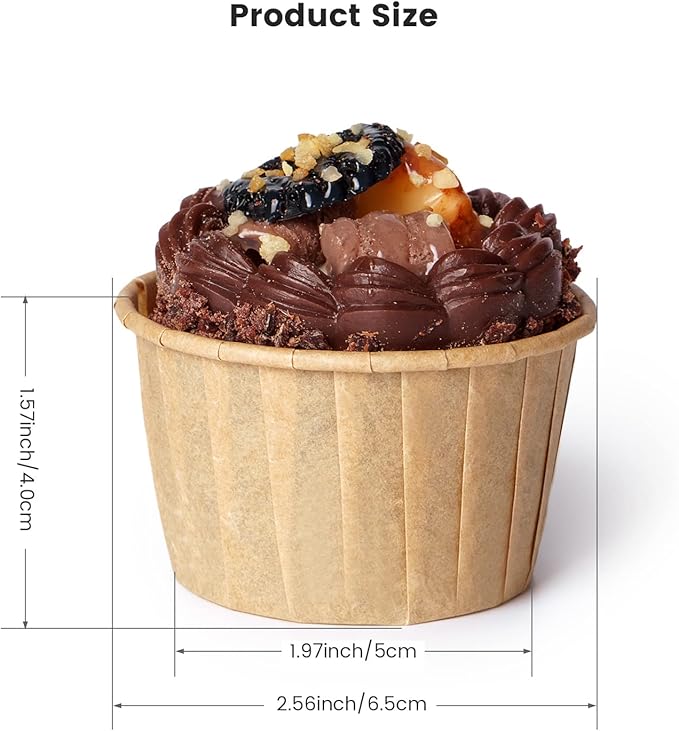 Nax Caki Parchment Brown Cupcake Liners 100pcs Standard Size, Muffin Baking Wrapping Packaging Cups,Holders Paper, Heavy Duty Greaseproof Wrappers for Wedding,Birthday,Party,Gift