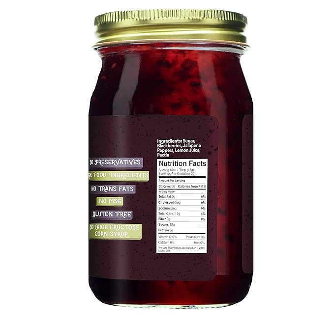 Green Jay Gourmet Blackberry Jalapeño Jam - All-Natural Blackberry Jam with Fresh Blackberries, Jalapeño Peppers & Lemon Juice - Vegan, Gluten-free Jam with No Preservatives - Made in USA - 20 Ounces