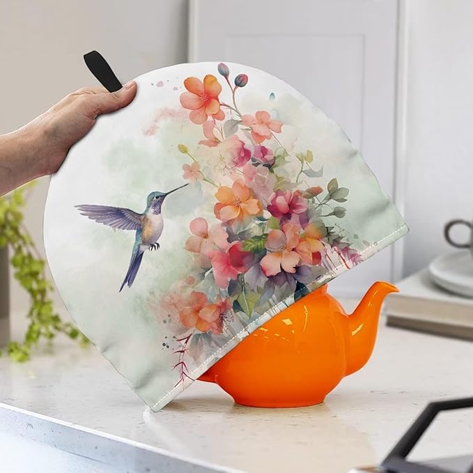Floral Tea Cozy Insulation Kitchen Accessory Hummingbird Tea Cozies Covers Kitchen Home Decorative Tea Pots Cozy for Keeping Warm