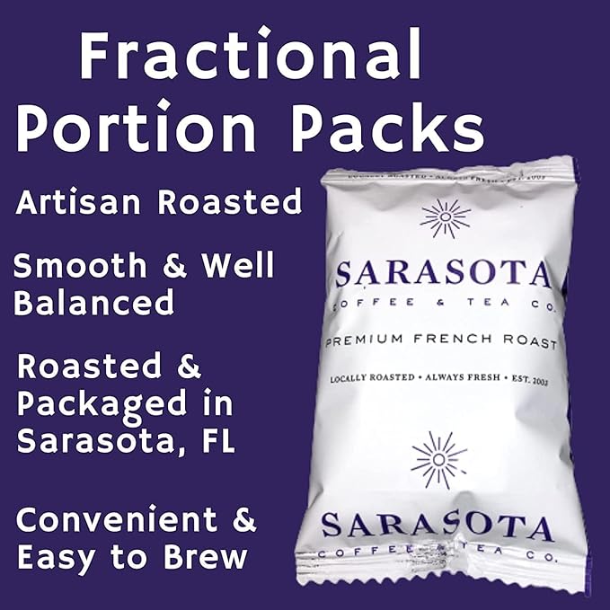 Sarasota Coffee Ground Packets | Gourmet Dark French Roast Ground Coffee Packs | Cubano European | Low Acid Mold Free Singles Individual Pouches for 12 Cup Coffee Maker | 2 Ounce Bags, 12 Count