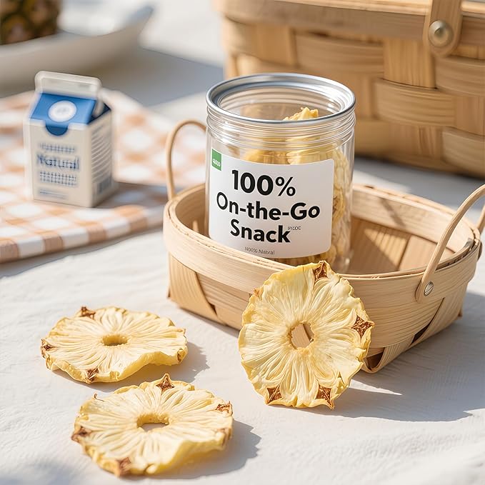 Crunchy Freeze-Dried Pineapple Slices 2oz (60g) - 100% Tropical Snack, No Sugar Added | For Smoothies, Yogurt & Recipes