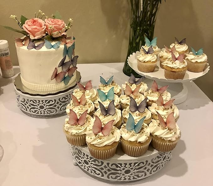 SS Cohen Edible Wafer Glutinous Paper Butterflies for Birthday Cake Decorating include 48 Pcs Colorful Small Pastel Cupcake Topper Decorations, Birthday Cake Topper (Mixed Colour)