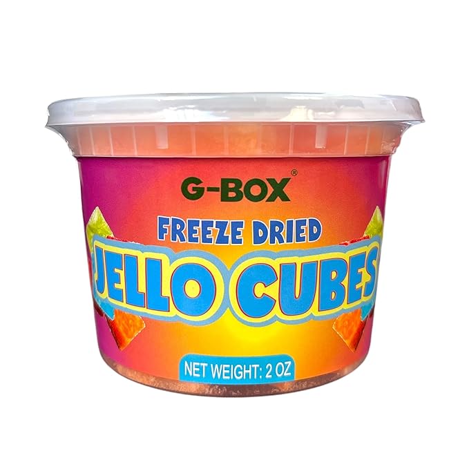 G-Box Freeze-Dried Orange Jello Cubes - 2 oz | USA-Made Freeze Dried Jelly | Freeze-Dried Candy| Trending TikTok Snack, TikTok Trend Items, Fruit Jelly Candy, Freeze Dried Oranges (Orange Jelly Snack)