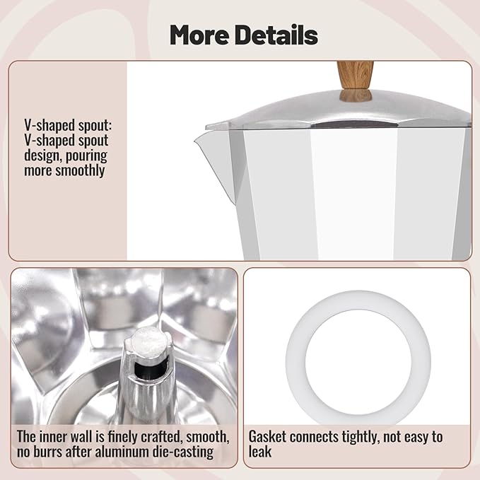 12 Cup Aluminum Moka Pot Classic Stovetop Espresso Coffee Maker 600ml 20oz Coffeemaker Percolator Mocha Express Preferred Cafe Makers for Italian and Cuban Cafì±?Brewing White