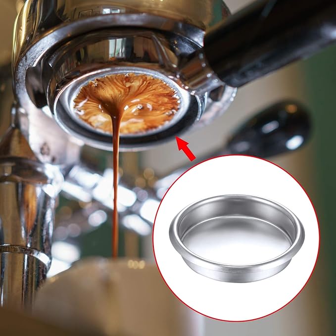 Zhehao Coffee Machine Brush Cleaner 4 Pieces Coffee Machine Brush with Spoon and 1 Piece 58 mm Stainless Steel Back Flush Insert Metal Blind Filter