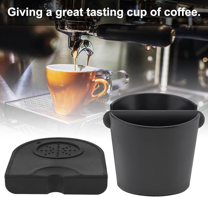Espresso Knock Box 5inch, Coffee Knock Box Silicone Coffee Tamper Mat Espresso Machine Accessories, Come with Removable Knock Bar and Anti-Slip Base for Home Office, Barista Tools for Bar Shop