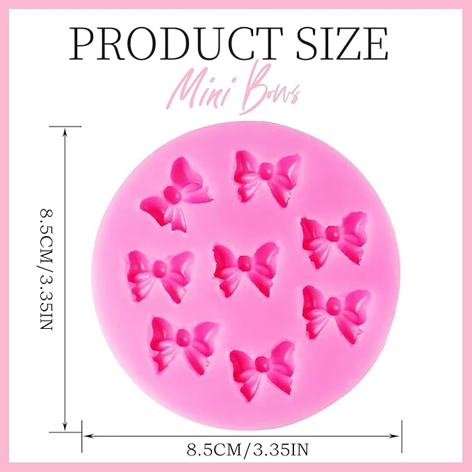 Bow Fondant Molds, AIMEIKI 2 Pack Mini Bows Silicone Fondant Molds Bowknot Candy Chocolate Mold for DIY Cake Decoration