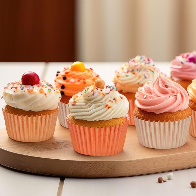 Whaline 600Pcs Terracotta Cupcake Liners Fall Color Orange Baking Cups Gradient Color Cupcake Wrappers Muffin Liners for Birthday Wedding Bridal Shower Autumn Thanksgiving Party Supplies Decor