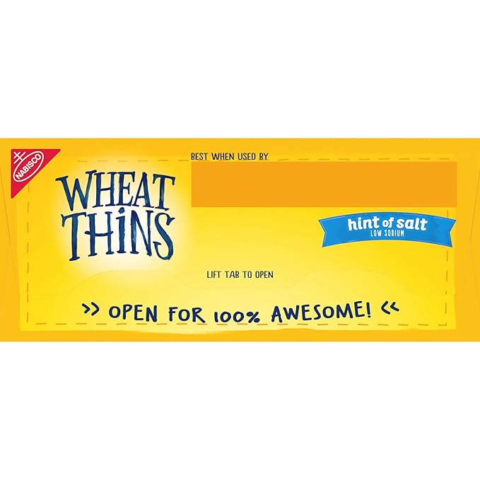 Wheat Thins Hint of Salt Low Sodium Snacks, Whole Grain Wheat Crackers, Bulk Snack Crackers, 6 - 8.5 oz Boxes