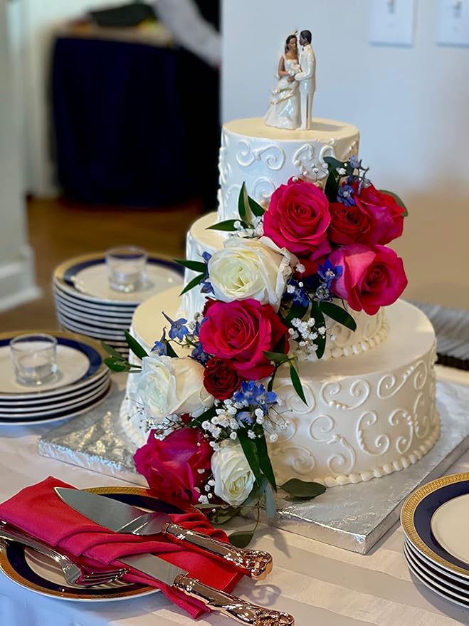 GIFTS INFINITY Personalized Wedding Cake Knife and Server Set Free Engraving - Valentine's, Wedding, Bithday (2541-RG)