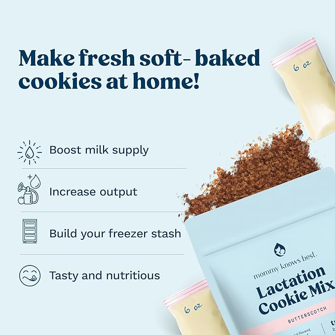 Mommy Knows Best Lactation Cookies Mix - Oatmeal Breastfeeding Cookie Supplement Support for Breast Milk Supply Increase with Flax Seed and Brewers Yeast (Butterscotch) 15oz