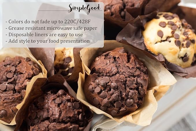 SimpleGood Blue Check Medium Size Tulip Baking Cups Cupcake Liners Muffin Liners Greaseproof Paper 100