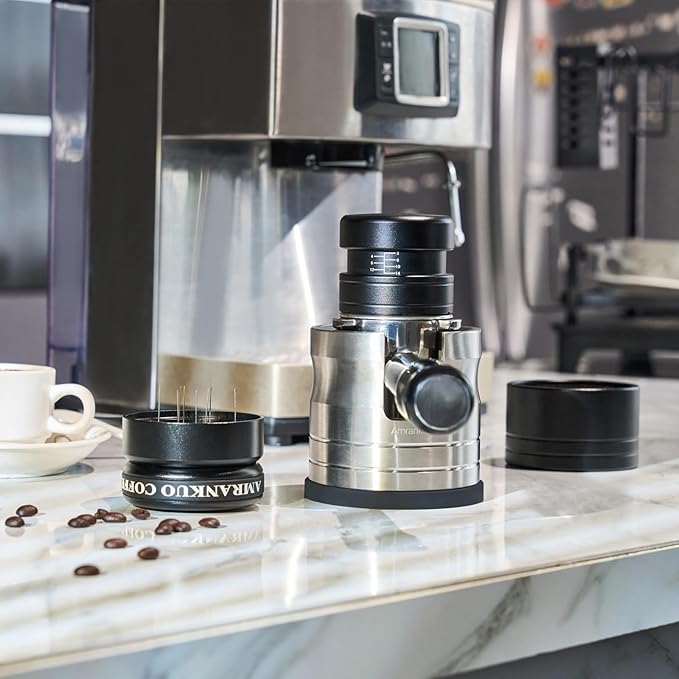 Portafilter Holder Crafted from Solid 304 Stainless Steel | Espresso Tamping Station with Stable and Efficient Puck Preparation | Non-Slip Base | Ideal for 54mm Espresso Machines Portafilter