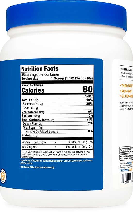 Nutricost Coconut Oil Powder 1 LB (45 Servings) - Non-GMO And Gluten-Free - Premium Quality
