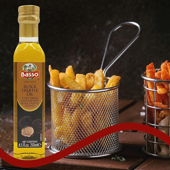 BASSO 1904 - Black Truffle Oil, Large Bottle 8.5oz (250 ml), High Concentrate, Great for Cooking, Pasta, Pizza, Risotto