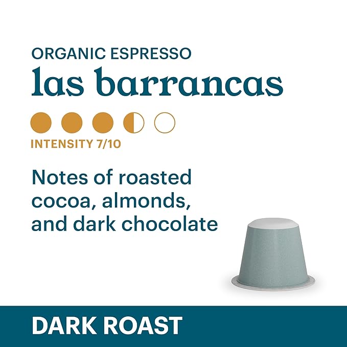 G GRANA Coffee Pods, Compatible with Nespresso OriginalLine, 20 Pack, Dark Roast, USDA Organic 100% Arabica Single Source Specialty-Coffee, Compostable Single Serve Capsules, Las Barrancas