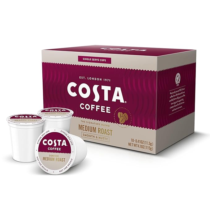 Costa Coffee Medium Roast Single Serve Pods - Signature Blend - 10 ct Box