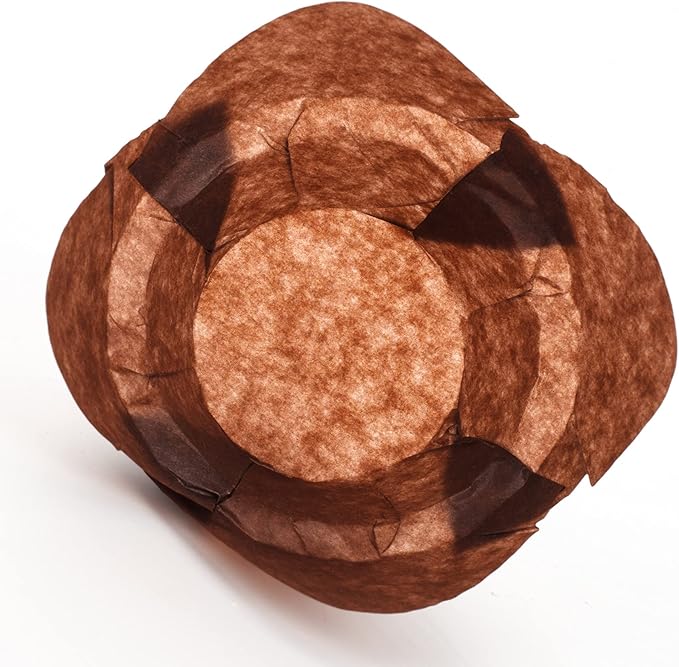 GOLDEN APPLE, 100 Pcs Tulip Cupcake Liner Lotus Parchment Baking Cup Muffin Tins Cups for Weddings, Birthdays, Baby Showers, Brown