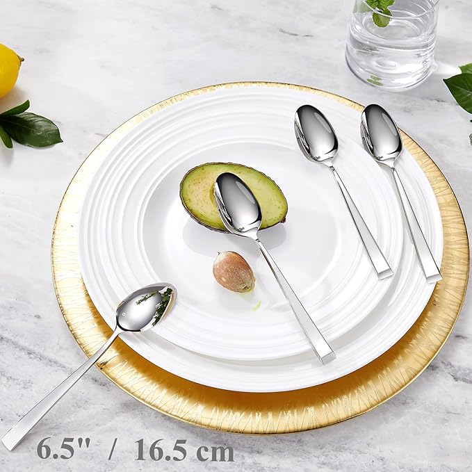 KEAWELL Premium Imperial 4-Piece 6.5 inch Spoon Set ??Heavy Duty 18/10 Stainless Steel Flatware with Smooth Rounded Edges, Dishwasher Safe for Sophisticated Dining (4, Teaspoons)