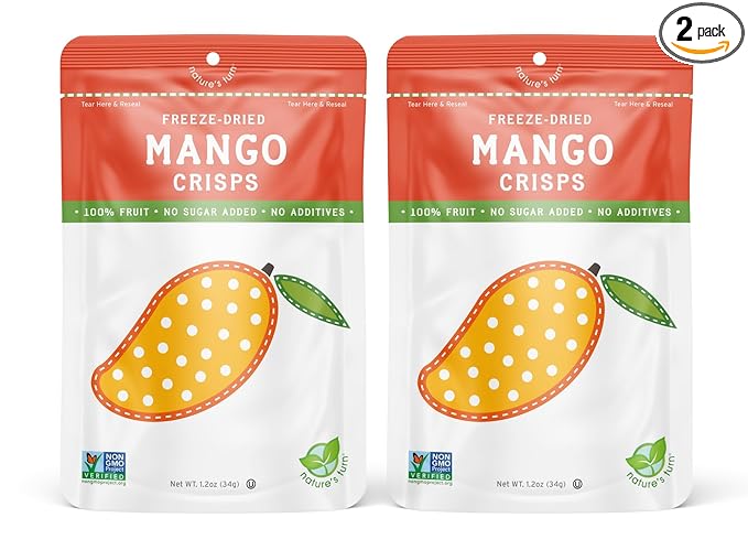 Nature???Turn Freeze-Dried Fruit Snacks, Mango Crisps, Pack of 2 (1.2 oz Each)