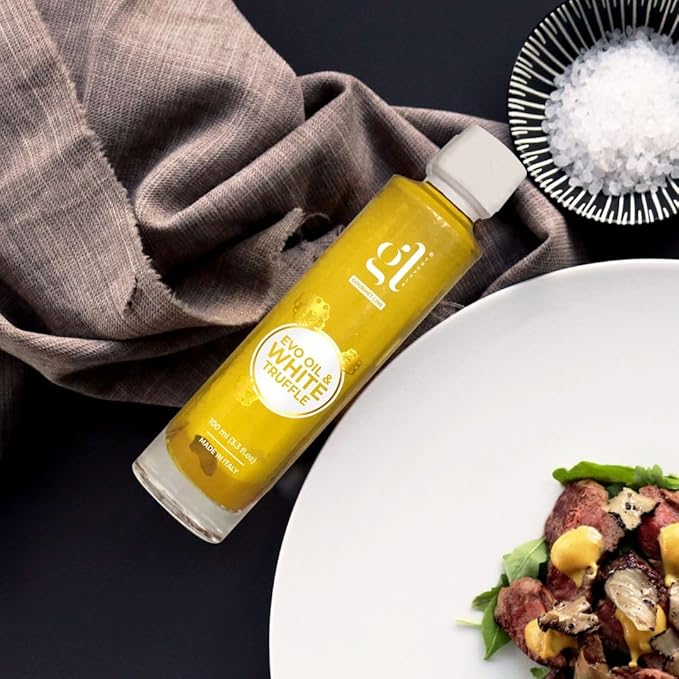 GL Truffle GOURMET LINE White Truffle Oil, Infused with Real Truffle Slice, Authentic, High Concentrated White Truffle Flavor, 100 ml (3.4 FL oz), Premium Quality, Product Of Italy
