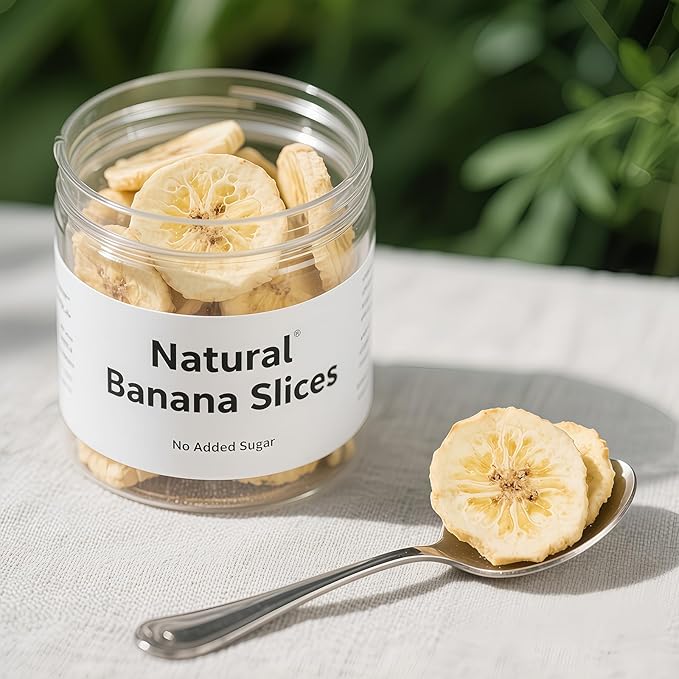 Premium Freeze-Dried Banana Slices 6oz (170g) - 100%, No Sugar Added | Crunchy Fruit Snacks for Outdoor Adventures & Snacking