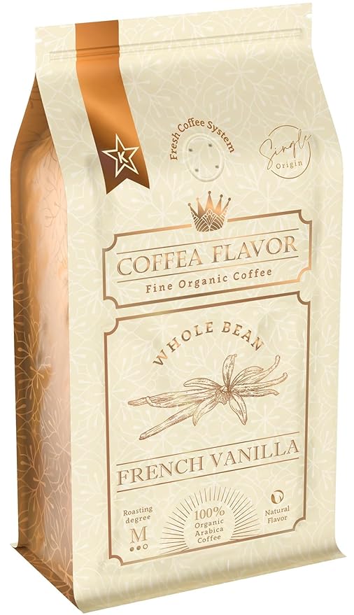 French Vanilla Flavored Whole Bean Coffee ??100% Arabica, Single Origin, Medium Roast, USDA Organic, No Sugar Added, Naturally Sweetened ??by Coffea Flavor