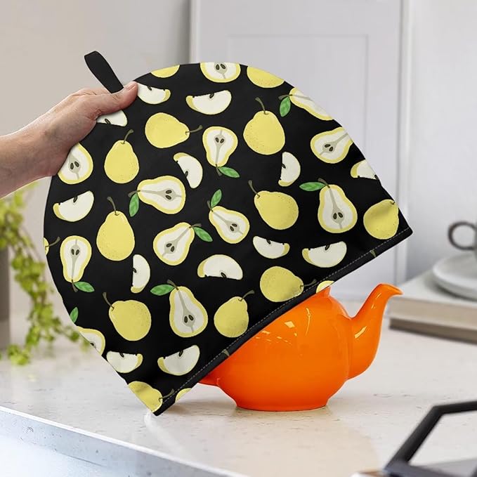 Yellow Pear Print Tea Cozy Creative Insulated Tea Cosy Extra Thick Home Kitchen Decoration Creative Gifts Dust Teapot Cover Kitchen Accessories for Travel