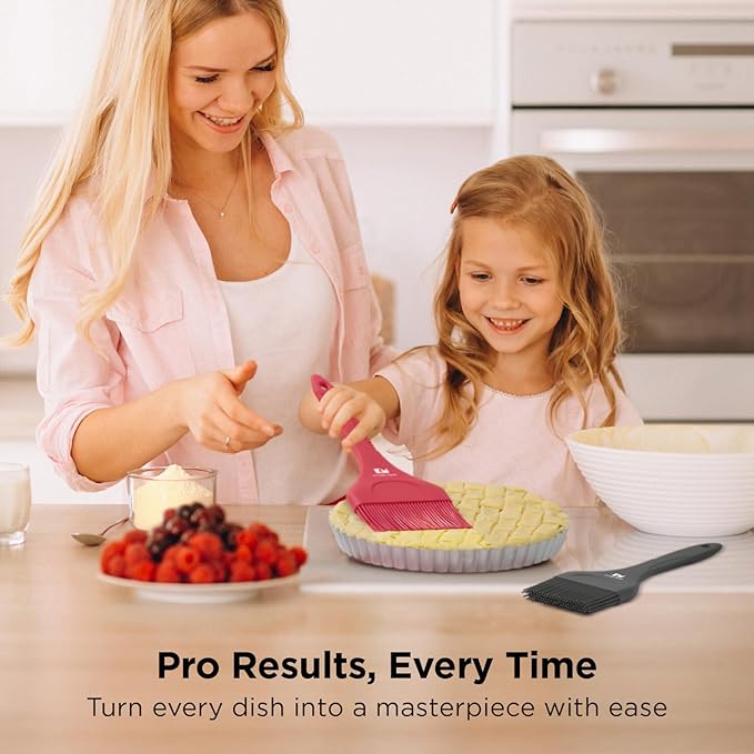 Kitchen Mama Platinum Silicone Extra Wide Pastry & Basting Brush Utensil Set ??Heat Resistant, Dishwasher Safe, BBQ Grilling, Cooking, Baking, Perfect For Outdoor, and Butter, Egg Wash, Oil and Sauce