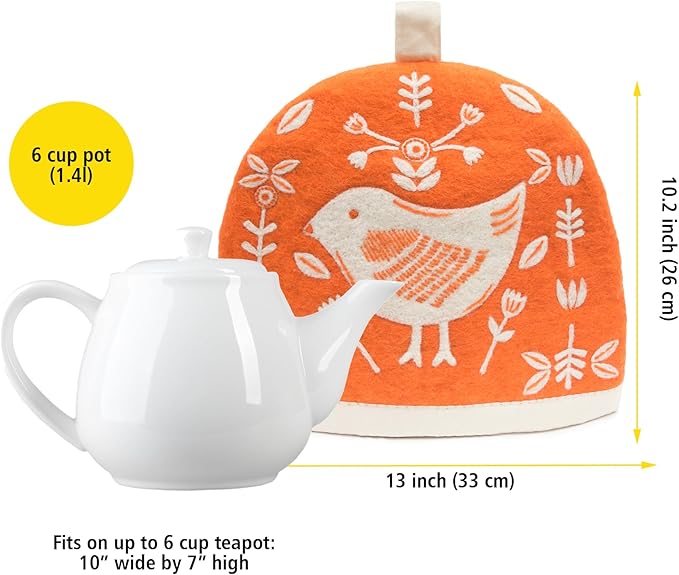 Glaciart One Wool Teapot Cozy Kettle Cover | Dome Shaped Large Tea Cosy, Kettle or French Press | Handmade & Needle Felted from Natural Wool | Warms Up to 2 Hours | Great as Gift