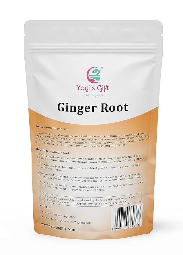 Dried Ginger Root 1 LB (16 Oz)| Cut and Sifted Dried Ginger Pieces | As Spicy as Fresh Ginger | Flavourful Indian Spice |100% Pure and Natural For Making Flavourful Ginger Tea | By Yogi's Giftยฎ