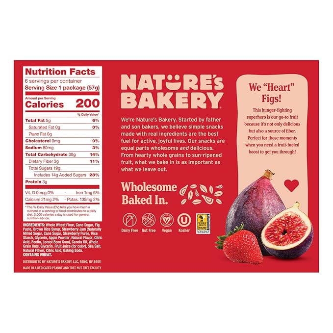 Nature's Bakery Strawberry Fig Bars, 2 Oz, 6 Ct