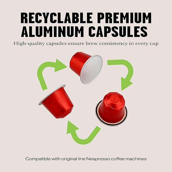 Daddy De Clieu Daredevil Coffee Pods (Bold, Dark Roast, Arabica and Robusta Blend), Compatible with Nespresso Original Line Machines, Recyclable Aluminum Capsules, 70 Count