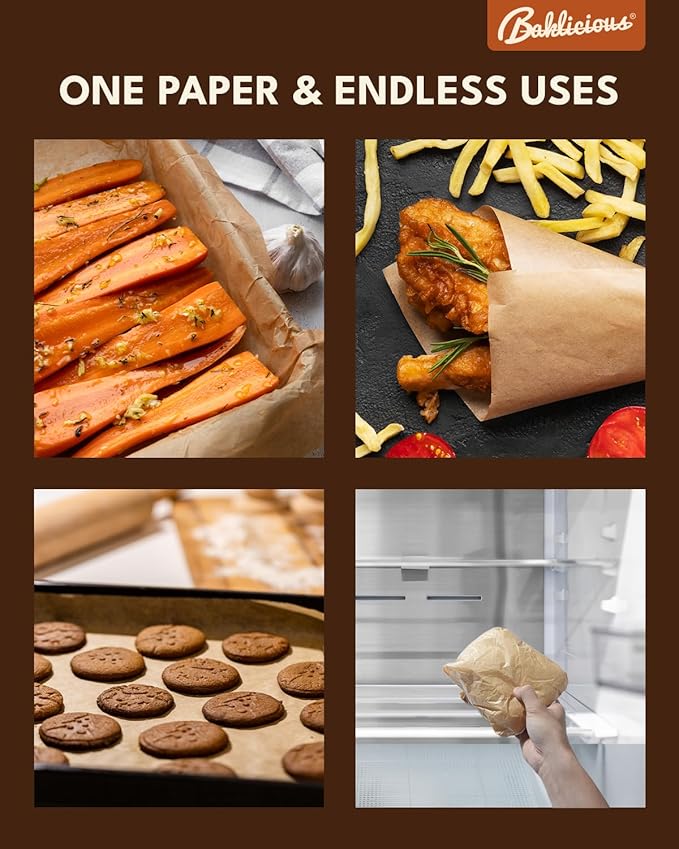 220 Pcs Unbleached Parchment Paper Baking Sheets, Baklicious Pre-cut Heavy Duty Parchment Baking Paper for Air Fryer, Oven, Bakeware, Steaming, Cooking Bread, CupCake, Cookies