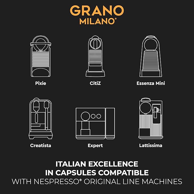 Grano Milano Variety Pack With Decaf Coffee Capsules - 50 Aluminum Coffee Pods Compatible with Nespresso Original Line, Medium And Dark Roast, Made In Italy