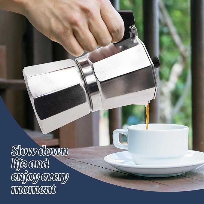 12 Cup Moka Pot Aluminum 600ml Italian Coffee Maker Stovetop Espresso CoffeeMakers Mocha Pot Percolator Greca Coffee Maker for Electric Ceramic Stove Portable for Easy Brewing