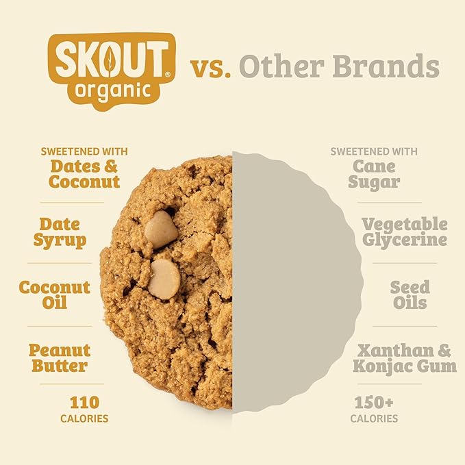 Skout Organic Peanut Butter Soft Baked Cookie (3 Pack) | Soft Baked Cookies | Plant-Based | Vegan | Gluten, Dairy, & Soy Free