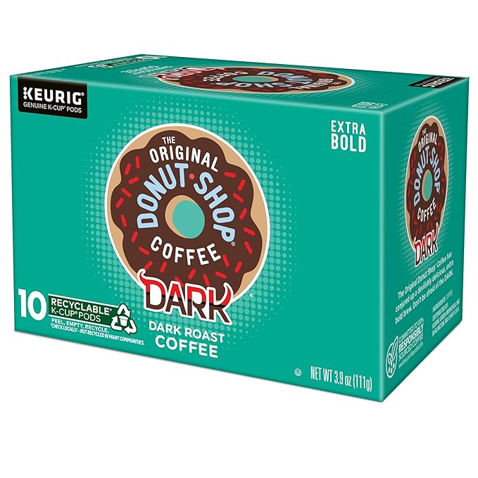 The Original Donut Shop Dark Keurig Single-Serve K-Cup Pods, Dark Roast Coffee, 60 Count, (6 Packs of 10)