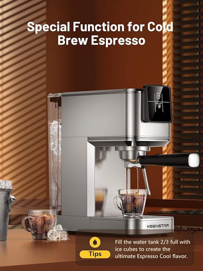 20Bar Espresso Machine with Rapid Cold Brew, Hot & Iced Coffee Machine, Espresso Maker with Milk Frother Steam Wand, Touch Screen with 40oz Water Tank for Latte, Cappuccino, Gift